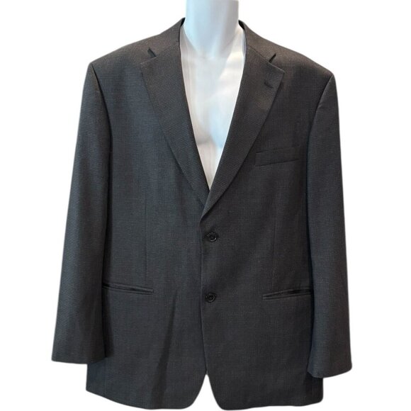 Haggar Wool Blend Black Blazer Men’s 44L 🖤 Classic Fit 2 Button Sport Coat - Picture 1 of 5
